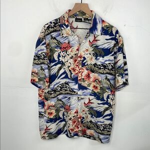 GUESS Jeans Button Down Hawaiian Camp Shirt Tropical Mens Short Sleeve Medium